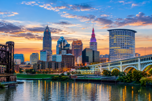 Cleveland Ohio skyline background for appliance repair service page