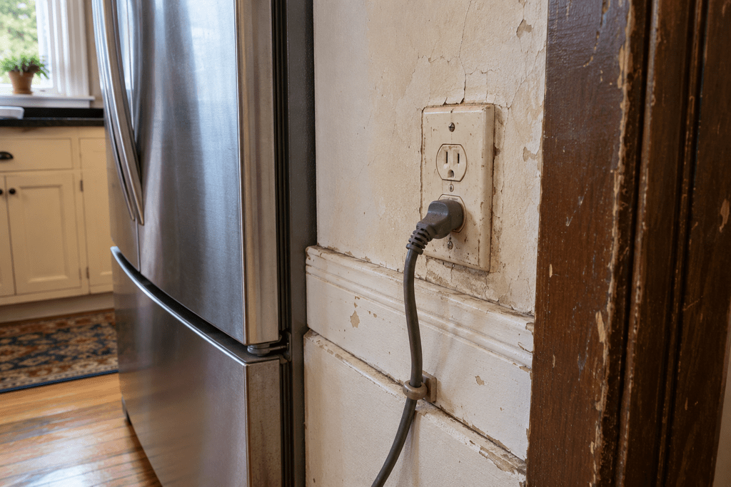 Older electrical outlet and appliance power connection in a Cleveland home