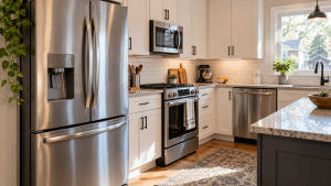 Refrigerator and kitchen appliances in a well-maintained Cleveland home