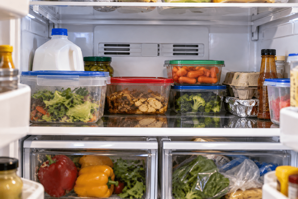 Food containers positioned too close to refrigerator air vents